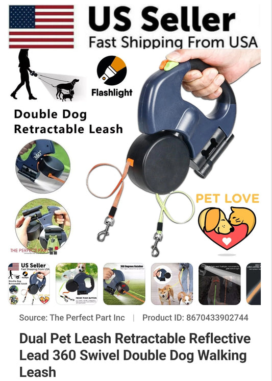 360° Tangle-Free Dual Dog Leash
